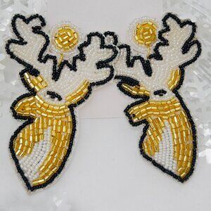 Handmade Beaded Earring, Reindeer Head